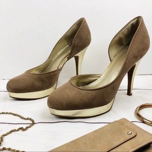 Fergalicious by Fergie Brown Suede Platform Heels Doe Light Brown High Heels